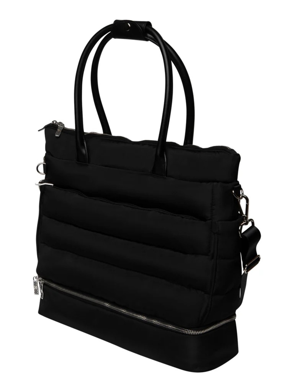 New Padded iPack Puffy Black Tote with Top Handles, Great for Travel, work, gym - Picture 2 of 7